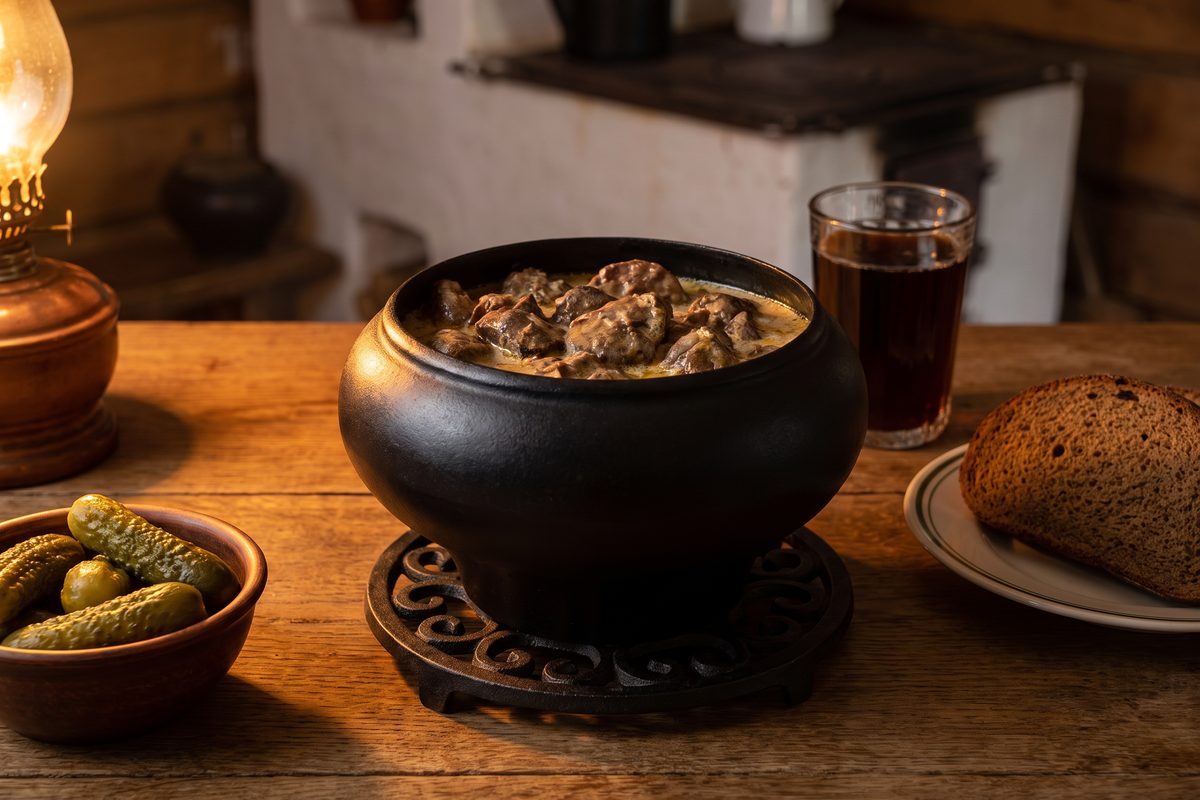 Горщик чавунний пічний 0,75 л ТМ СІТОН: печінка в сметані